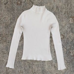 Ribbed White Turtleneck - Forever 21